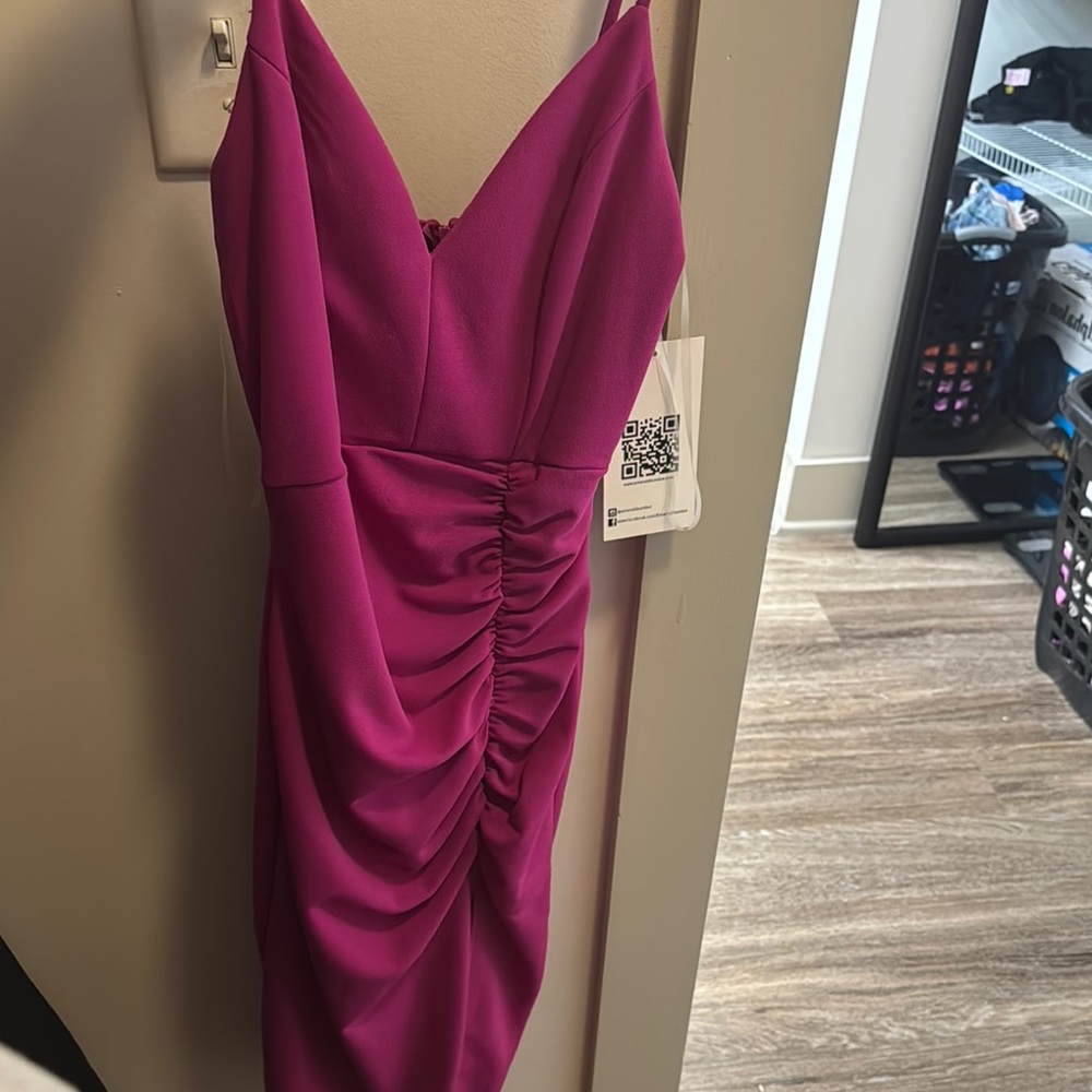Elegant Pink Ruched Dress